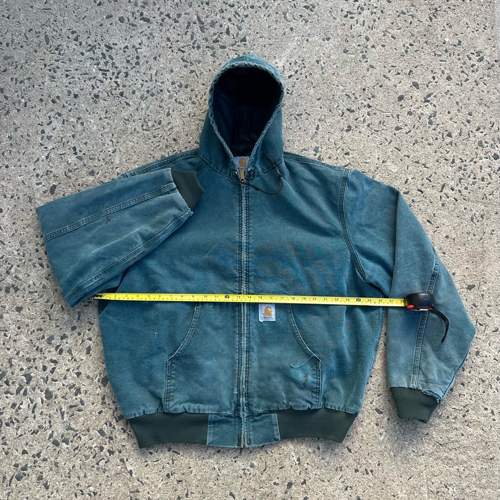 VTG Rare Carhartt Men's Active Jacket Hunter Green JQ243 Size XL Distressed - Picture 4 of 10